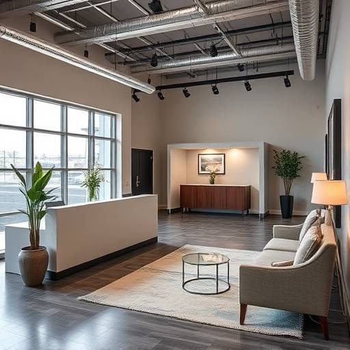 Interior view of Captivating Visions Studio in Seattle, showing the reception area and a photography set.
